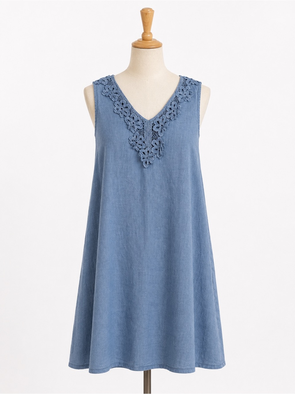 Rosemarine Italy 100% Linen Blue Sleeveless Tunic Dress Medium Made in Italy